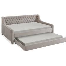 Halle Full Upholstered Daybed With Twin Trundle Natural Value City Furniture And Mattresses Upholstered Daybed Daybed Room Value City Furniture