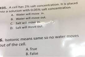 Osmotic pressure is developed inside the cell due to the concentration difference of solutes across the membrane. 435 A Cell Has 2 Salt Concentration It Is Placed Chegg Com