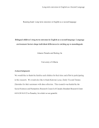 Pdf Bilingual Childrens Long Term Outcomes In English As A