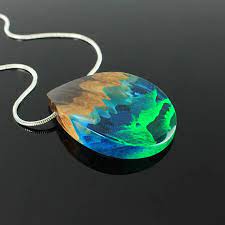 Aurora Borealis Necklace Northern Lights Necklace Mixed Etsy In 2021 Wood Resin Jewelry Aurora Borealis Jewelry Resin Jewelry