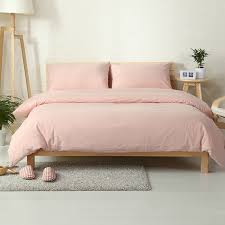100 Cotton Washed Fabric Vintage Style Light Pink Bed Cover Set 4pcs Solid Color Sheets Girls Pink Bed Cover Set Cover Setpink Bed Aliexpress