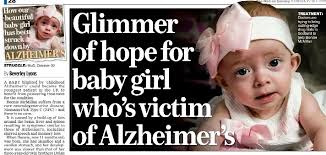 Glimmer of hope for baby girl who's victim of Alzheimer's
