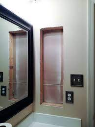 The home mender, dustin luby, shows us how to upgrade our bathroom by installing blinds shelves and a mirror, medicine cabinet. Replacing Bathroom Medicine Cabinet With Open Air Shelf Guide Saving Amy
