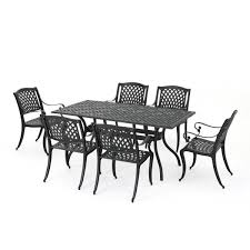 Afastores.com has been visited by 10k+ users in the past month Noble House Cayman Black 7 Piece Cast Aluminum Rectangular Outdoor Dining Set 6316 The Home Depot