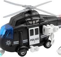 Vokodo Helicóptero de policía de 11 pulgadas con luces y sonidos Push And  Go Incluye cesta de rescate de juguete duradero de fricción para niños, ...