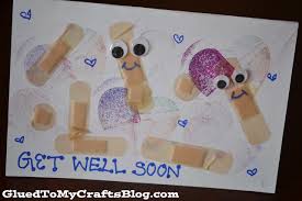 Full colour and bold text. Get Well Soon Handmade Band Aid Cards Kid Craft