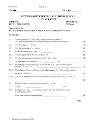 Grade 10 Trig Graphs Test