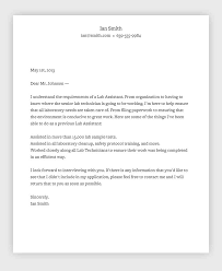 Lab Assistant Cover Letter Cover Letter Sample For Job Application