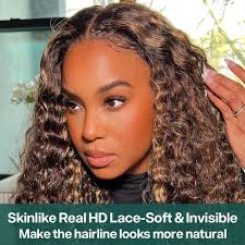 Amazon.com : CYNOSURE Highlight HD Transparent Lace Front Wig Human Hair  Pre Plucked 180% Density Glueless Flawless Hairline Curly Human Hair Wigs  for Black Women 4/30 Colored Wigs(26, 4/30highlight) : Beauty & Personal  Care
