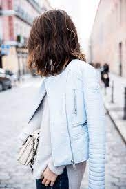 Pastel Leather Jacket Moda Atemporal Chaquetas De Cuero Azul Estilo De Calle