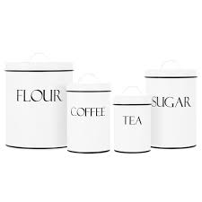 This farmhouse kitchen canister is the perfect way to add some vintage charm to your kitchen without organize your kitchen with this beautiful farmhouse kitchen canister. Outshine White Farmhouse Nesting Kitchen Canisters Set Of 4 Kitchen Canister Set Perfect For Flour Coffee Tea Sugar Coffee Bar Accessories Gift For Housewarming Birthday Wedding Walmart Com Walmart Com