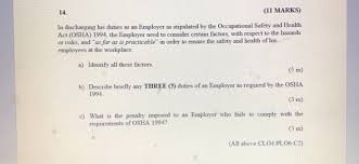 Protect persons at a place of work other than employees; 14 11 Marks In Discharging His Duties As An Chegg Com