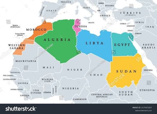 África del Norte, subregión, mapa político: vector de stock (libre de  regalías) 2175421827 | Shutterstock
