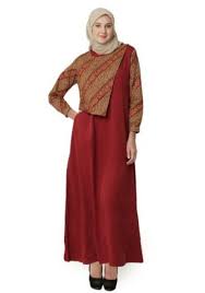 Atasan lengan pendek dengan aksen satin polos yang memberi kesan mewah. 100 Inspirasi Model Baju Gamis Batik Kombinasi Blazer Terbaru Wikipie Co Id