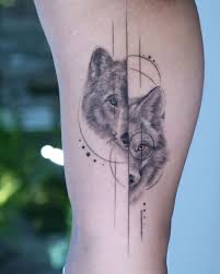 A Split Wolf Tattoo By Eva Krbdk Wolf Tattoos For Women Geometric Wolf Tattoo Spirit Animal Tattoo