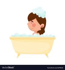 girl character sitting in bathtub and