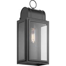 Progress Lighting Landstone 1 Light 17 In Matte Black Outdoor Wall Lantern With Clear Glass P560204 031 The Home Depot In 2020 Outdoor Wall Lantern Wall Lantern Progress Lighting