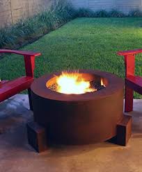 Amazon Com Bentintoshape 30 Round Cor Ten Steel Glass Media Lava Rock Firepit With Natural Gas Fire Ring Home Kitchen