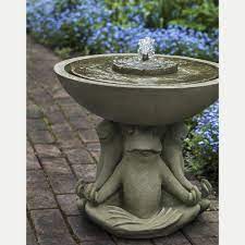 A fun water fountain for your garden meditation area outside, the zen too water fountain features two meditating frogs seated in a lotus position facing each other. Zen Iii Outdoor Fountain Meditation Frog Kinsey Garden Decor