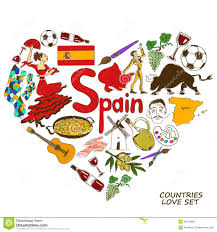 Spanish Symbols In Heart Shape Concept Symbols Spanish Heart Shapes