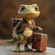 Sapo com uma mala em um close de fundo marrom | imagem Premium gerada com IA