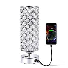 Usb Crystal Table Desk Lamp With Usb Port Acaxin Elegant Bedside Light With Crystal Shade Glam Lamps For Bedrooms Decorative Lamp Nightstand Lamp For Bedroo In 2020