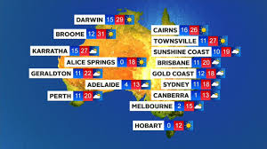 Winds variable at 7 to 22 mph (11.3 to 35.4 kph) (11.3 to 35.4 kph). Weather Forecast Cold And Wet Conditions Expected To Stick Around Until Weekend Brisbane Sydney Melbourne Perth