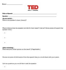 Ted Talk Worksheet Remarks For Report Card Ted Talks Speech And Debate