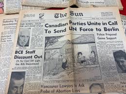 Online access to several years of newspapers: Large Lot Of Early 1960 S Vancouver Sun Newspapers
