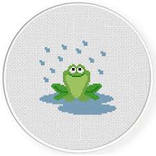 april shower frog cross stitch pattern