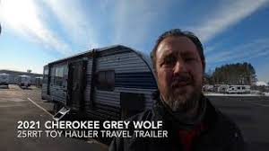 This toy hauler takes comfort to a whole new level and comfortably. 2021 Grey Wolf 25rrt Toy Hauler Travel Trailer Youtube
