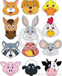Animal Head Cartoon Set Farm Animal Paintings Animal Heads Animal Cutouts