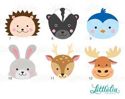 Woodland Head Clipart Forrest Head Clipart 16072 Clip Art Etsy Wood Animal