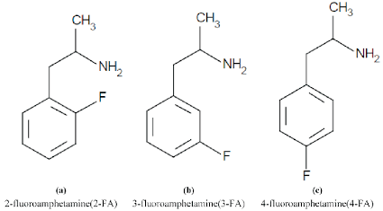 Structural Comparison of Fluoroamphetamine Isomers highlighting 3-FA, AI generated
