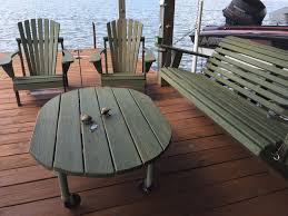 Newly Stained Dock Chairs Outdoor Tables Outdoor Decor Adirondack Chairs