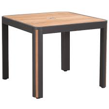 Wood patio dining set with umbrella hole. Indosoul Madrid Metal Teak Outdoor Dining Table With Umbrella Hole Reviews Temple Webster
