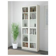 Billy Oxberg White Bookcase 80x30x202 Cm Ikea In 2020 Bookcase With Glass Doors Glass Bookcase White Bookcase
