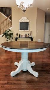 Beautiful Solid Oak Table The Base Done In Manor White Mudpaint And Finished With A Dark Kona Stain On Dining Table Makeover Kitchen Table Oak Solid Oak Table