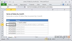 Excel Formula Series Of Dates By Month Exceljet