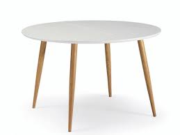 Envío gratis a todo méxico. Mesa De Comedor Redonda Extensible Metalica Y Tapa Madera Color Blanco Roble Merkamueble
