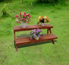 China Antique Bench Style Wooden Plant Rack Flower Stand China Flower Stand And Garden Plant Stands Price