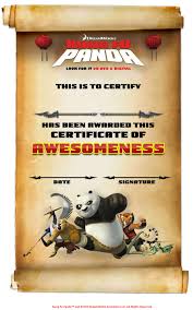 Free Printable Kung Fu Panda Certificate Of Awesomeness Mama Likes This Kung Fu Panda Kung Fu Panda Party Panda Birthday