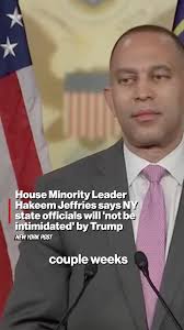During a press conference, House Minority Leader Hakeem Jeffries told  reporters that he and his colleagues are "prepared to do our jobs and we  will not be intimidated" by members of the