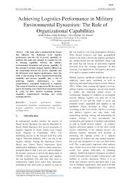 Students will be exposed to multiple logistic activities and applications such as inbound and outbound logistics, aviation, and land transport which other courses in this level of study other courses in this field of study. Pdf Achieving Logistics Performance In Military Environmental Dynamism The Role Of Organizational Capabilities