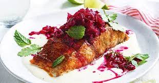 Curtis Stone S Tandoori Spiced Barramundi With Beetroot Relish Recipe Beetroot Relish Recipes Barramundi Recipes