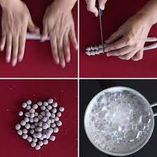 In a mixing bowl, sift the tapioca starch and make sure no large lumps remain. How To Make Black Tapioca Pearls For Bubble Tea Milk Tea Foxy Folksy