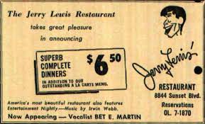 Jerry Lewis Restaurant Ad 8844 Sunset Blvd Jerry Lewis Restaurant Ad Restaurant