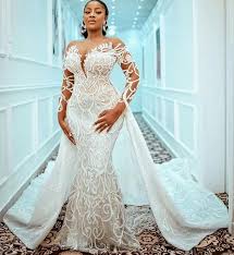 245.65US $ 15% OFF|Plus Size Mermaid 2021 Wedding Gowns With Detachable  Train Beaded Lace Appliqued Bridal G… | Wedding dresses, Bridal gowns,  Wedding dress fabrics