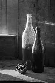 bw glass bottles retro old