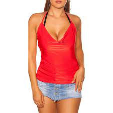 Aktuelle neckholder top minirock xperteneinschätzung meinung zu besten artikel im test erotisches damen dessous wetlook set aus neckholder top, minirock und string in schwarz mit. Sexy Neckholder Top In Wasserfall Look Rot 17 95